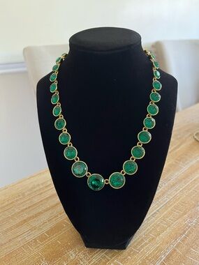 Talbots  Gold-Tone Necklace with Green Faceted Stones